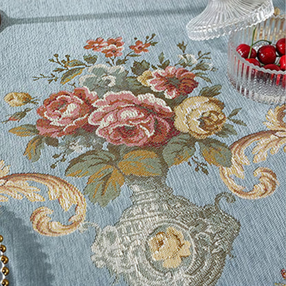 Nappe élégante à motif floral en jacquard chenille