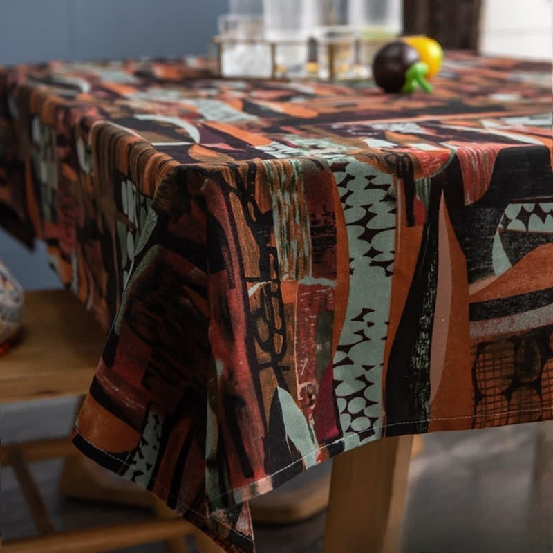 Nappe de style rétro avec art abstrait ethnique