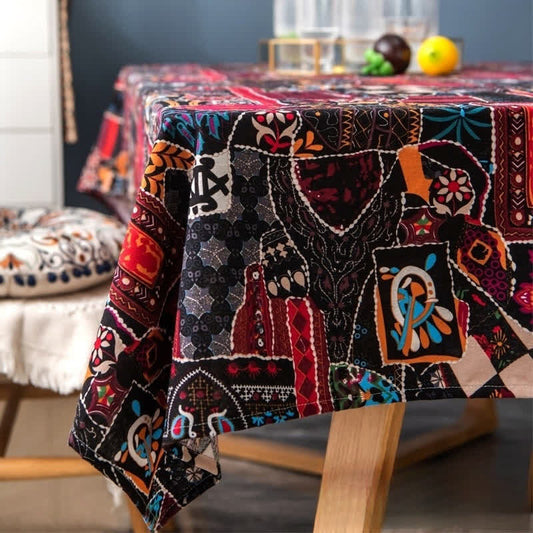 Nappe de style rétro avec art abstrait ethnique