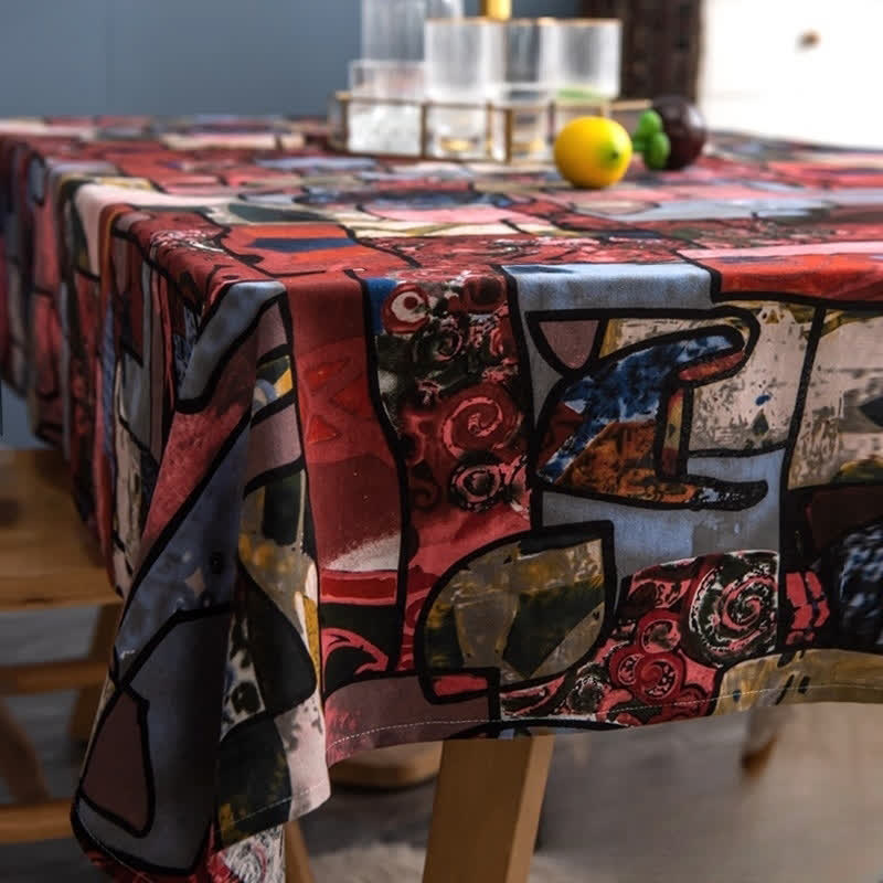 Nappe de style rétro avec art abstrait ethnique