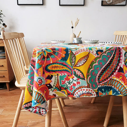 Nappe colorée de style ethnique vintage à motif floral