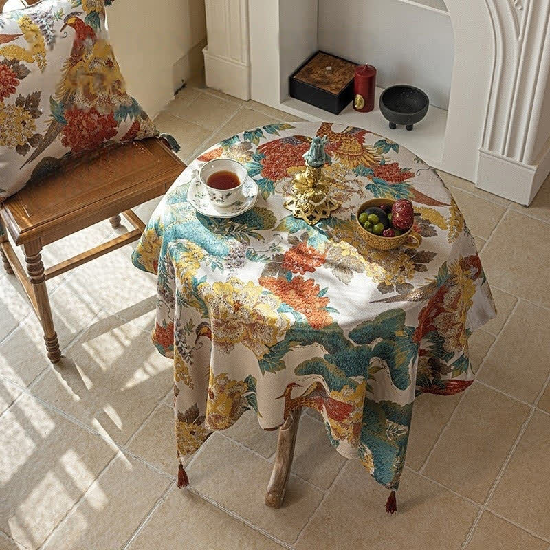 Nappe imperméable luxueuse avec pompon pivoine