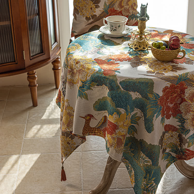 Nappe imperméable luxueuse avec pompon pivoine