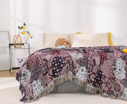 Couette en gaze de coton respirante avec pompon jacquard