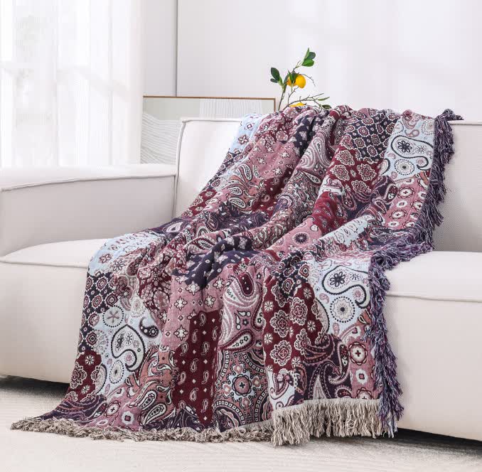 Couette en gaze de coton respirante avec pompon jacquard