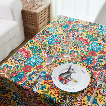 Nappe florale botanique colorée Boho