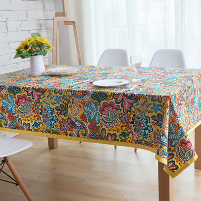 Nappe florale botanique colorée Boho