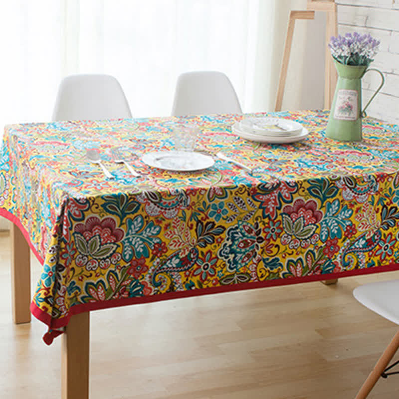 Nappe florale botanique colorée Boho