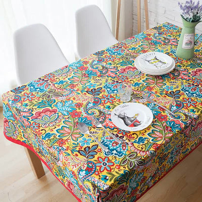 Nappe florale botanique colorée Boho