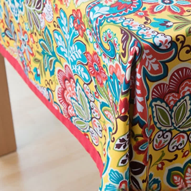 Nappe florale botanique colorée Boho