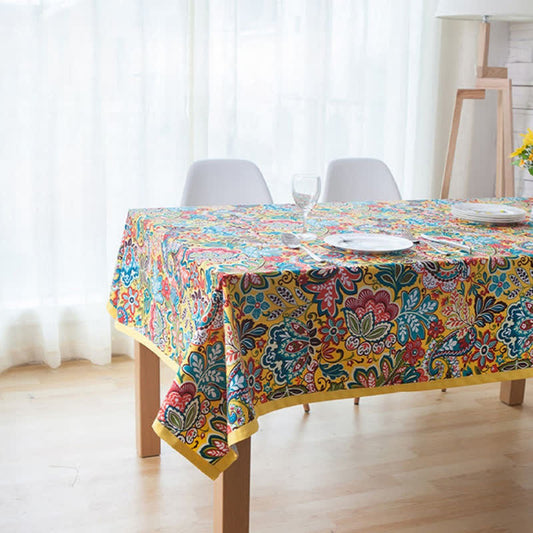 Nappe florale botanique colorée Boho