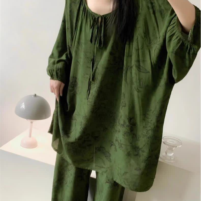 Ensemble de nuit rétro grande taille à imprimé floral doux