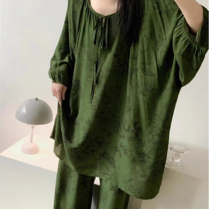 Ensemble de nuit rétro grande taille à imprimé floral doux