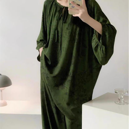 Ensemble de nuit rétro grande taille à imprimé floral doux