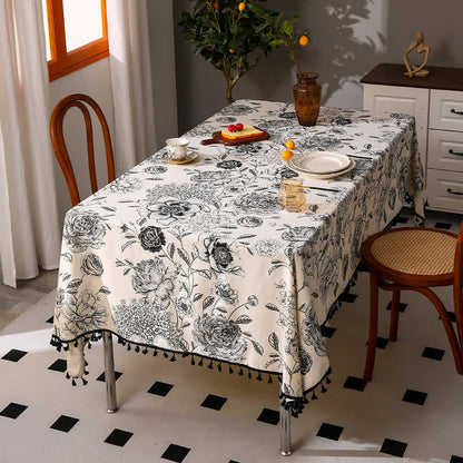 Nappe à imprimé ethnique pompon hortensia