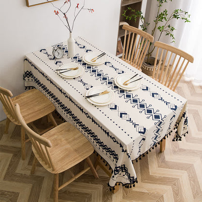 Nappe à imprimé ethnique pompon hortensia