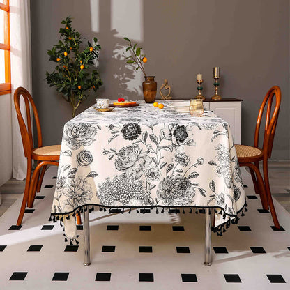Nappe à imprimé ethnique pompon hortensia