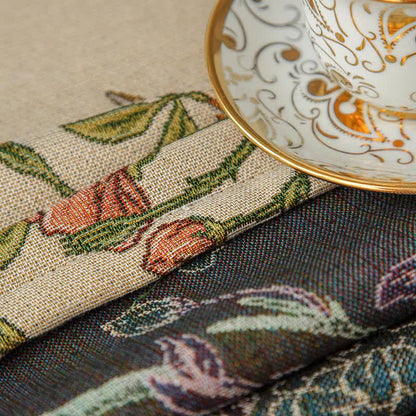 Nappe élégante teinte en fil avec fleurs et oiseaux