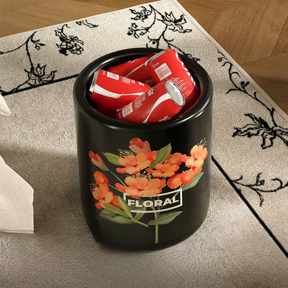 Poubelle robuste à double couche avec motif floral vintage