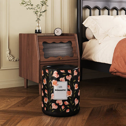 Poubelle robuste à double couche avec motif floral vintage