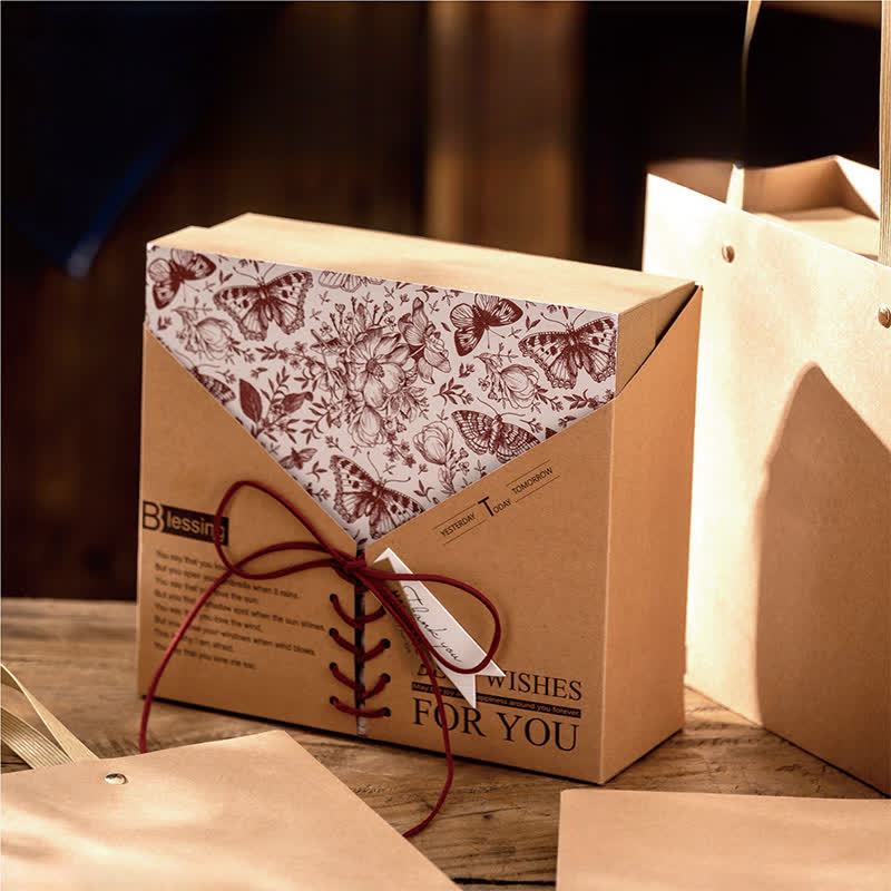 Boîte d'emballage cadeau en papier kraft rétro