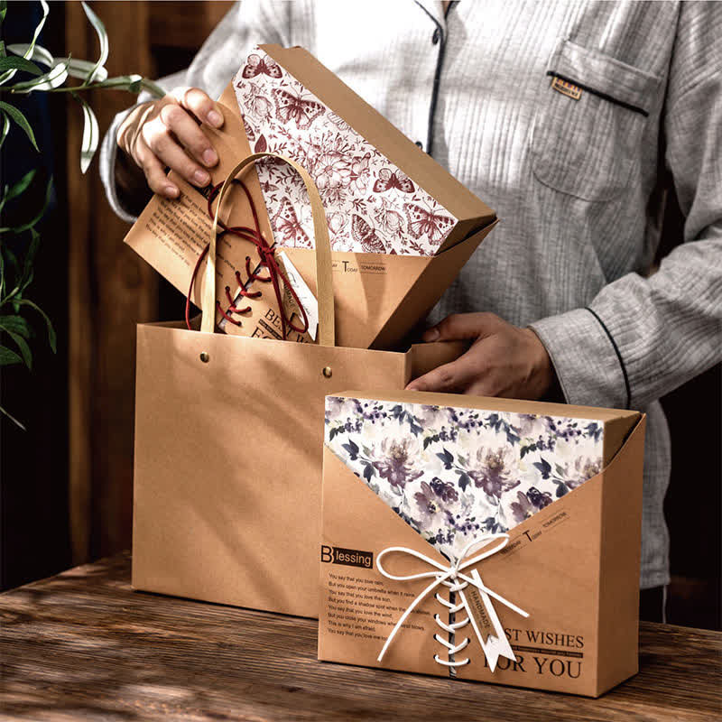 Boîte d'emballage cadeau en papier kraft rétro