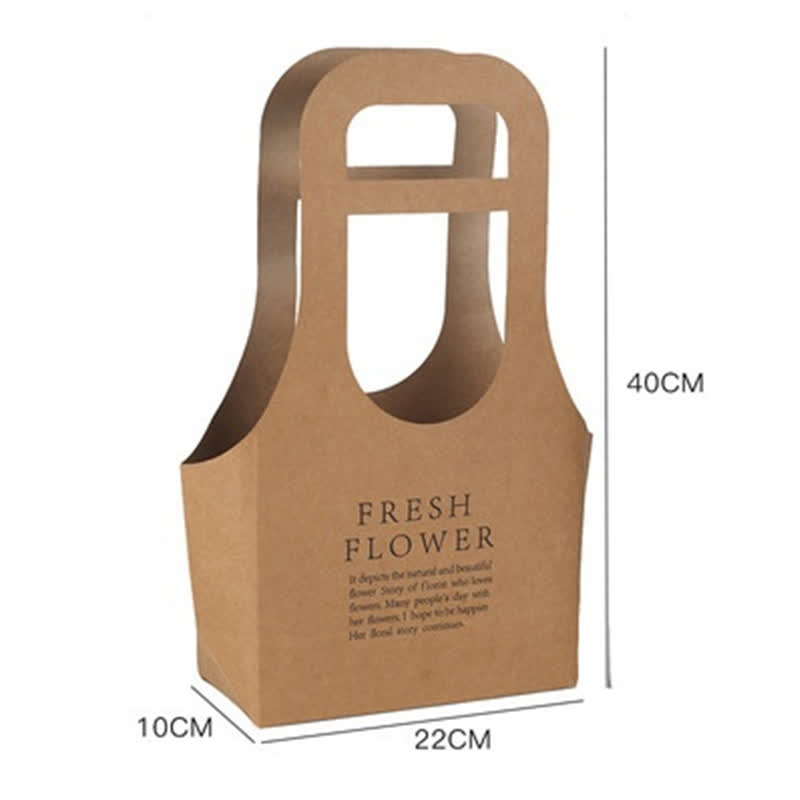 Sacs cadeaux en papier kraft avec motif floral et poignée