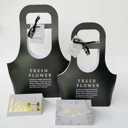 Sacs cadeaux en papier kraft avec motif floral et poignée