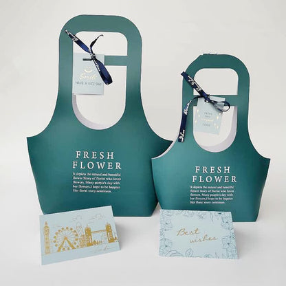 Sacs cadeaux en papier kraft avec motif floral et poignée