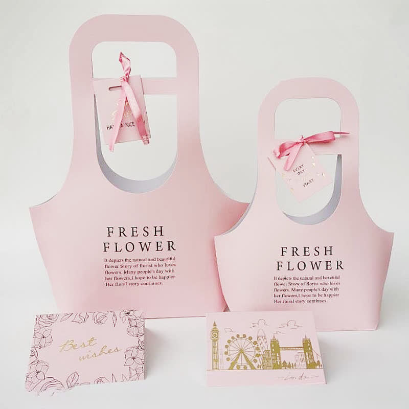 Sacs cadeaux en papier kraft avec motif floral et poignée