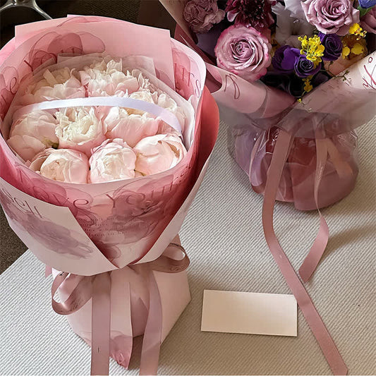 Coffret cadeau fête des mères avec bouquet et ruban de satin