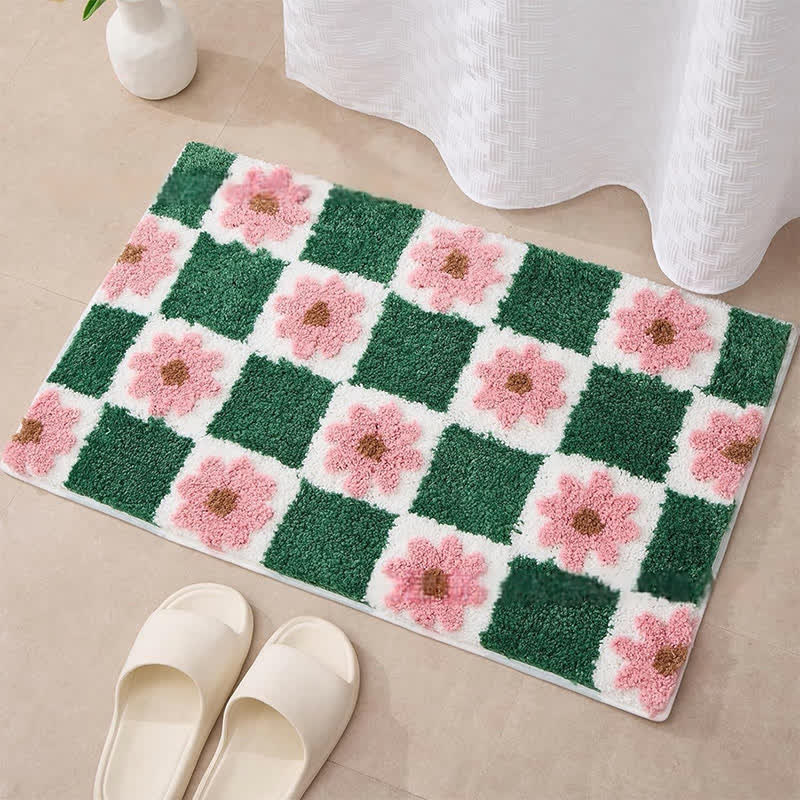 Tapis de sol absorbant avec plantes et fleurs de style pastoral