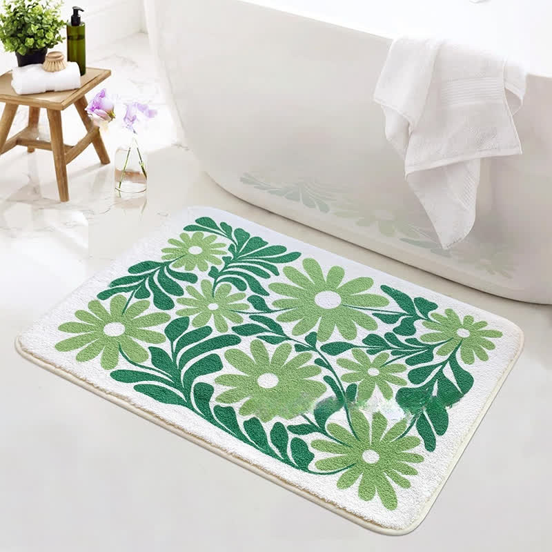 Tapis de sol absorbant avec plantes et fleurs de style pastoral