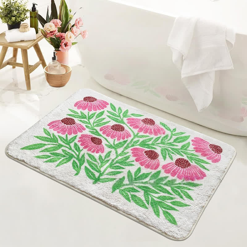 Tapis de sol absorbant avec plantes et fleurs de style pastoral