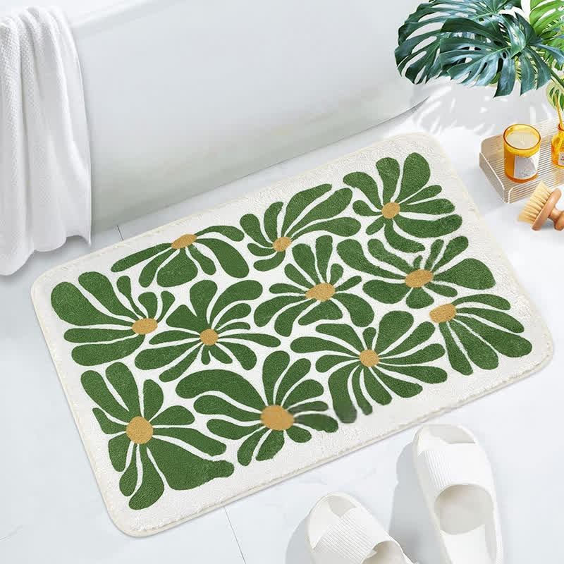 Tapis de sol absorbant avec plantes et fleurs de style pastoral