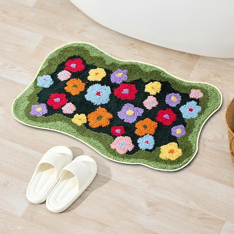 Tapis de sol absorbant avec plantes et fleurs de style pastoral
