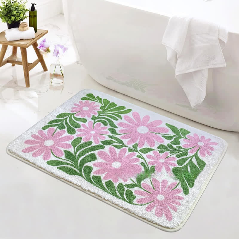 Tapis de sol absorbant avec plantes et fleurs de style pastoral