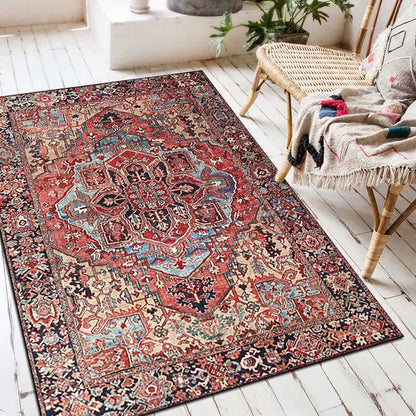 Tapis de sol décoratif rectangulaire ethnique-exotique