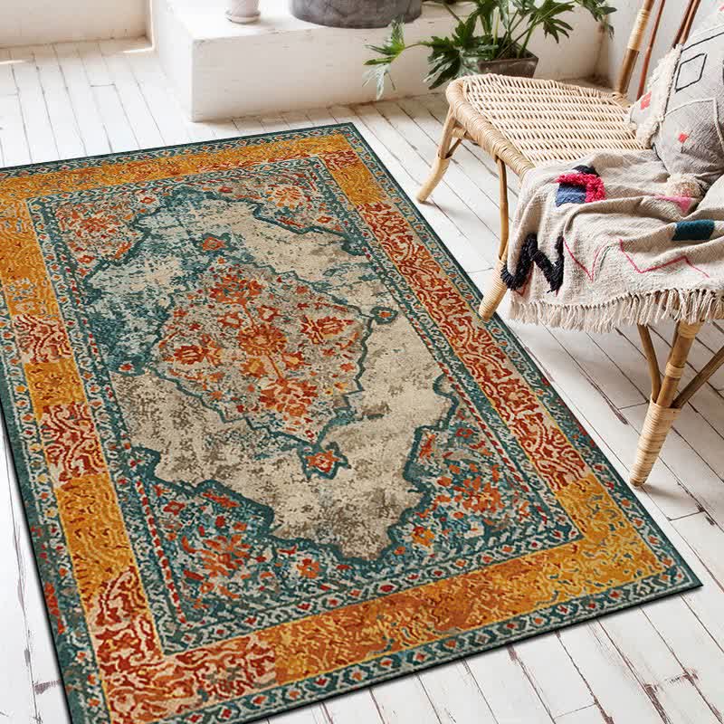 Tapis de sol décoratif rectangulaire ethnique-exotique