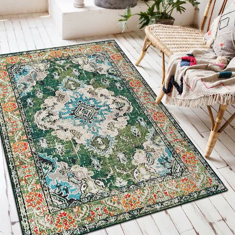 Tapis de sol décoratif rectangulaire ethnique-exotique