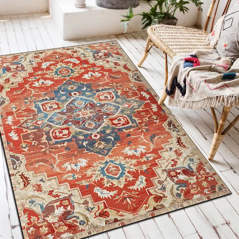 Tapis de sol décoratif rectangulaire ethnique-exotique