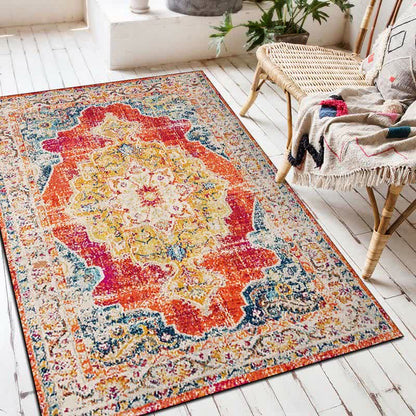 Tapis de sol décoratif rectangulaire ethnique-exotique
