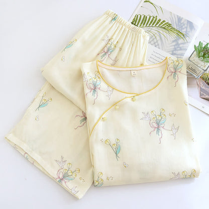 Ensemble de pyjama en fibre de bambou respirante à motif floral