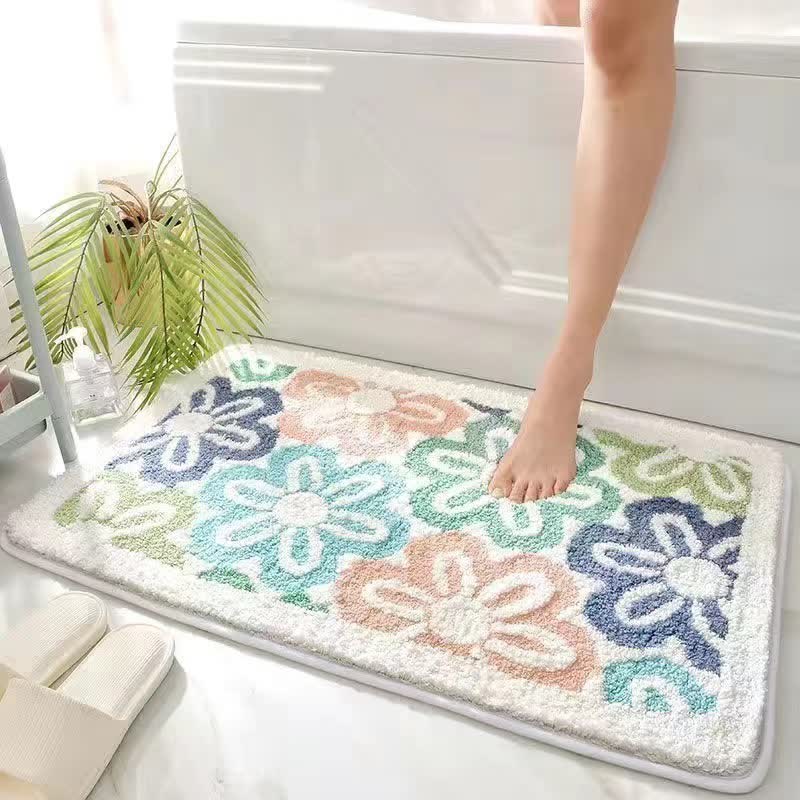 Tapis de sol absorbant avec motif de plantes et de fleurs