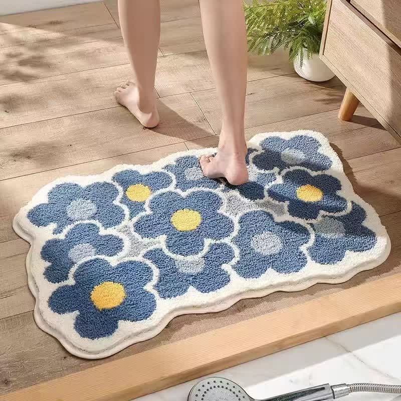 Tapis de sol absorbant avec motif de plantes et de fleurs