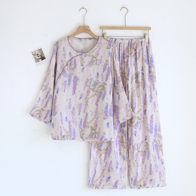 Ensemble de pyjama en fibre de bambou Rural Wisteria
