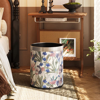 Poubelle vintage en cuir de style pastoral avec une grande capacité