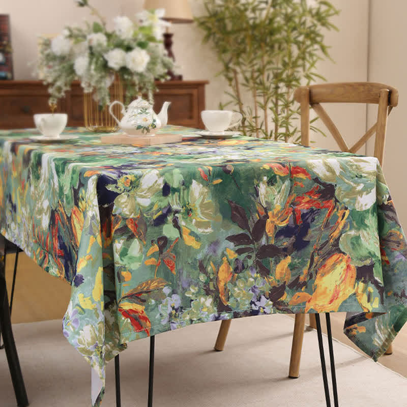 Nappe avec peinture à l'huile vintage et motif floral