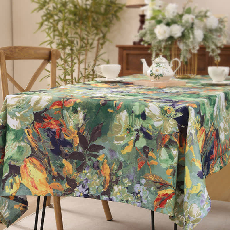 Nappe avec peinture à l'huile vintage et motif floral