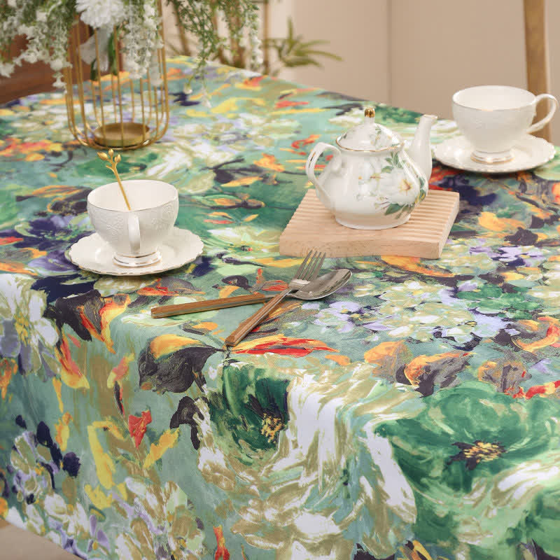 Nappe avec peinture à l'huile vintage et motif floral